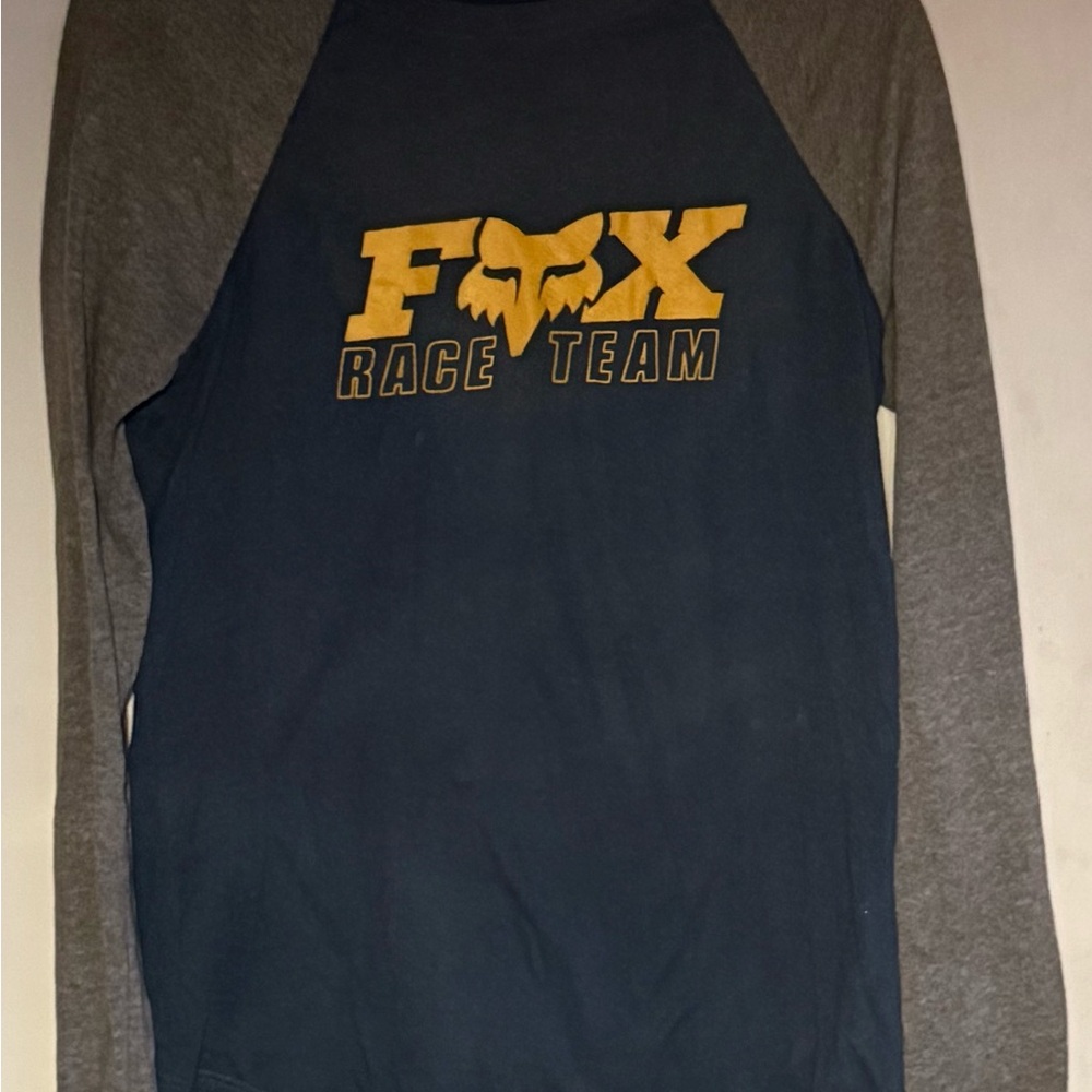 Fox Blue and Gray Raglan Long Sleeve Tee